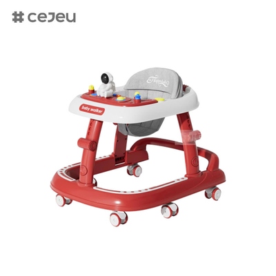 CJ-5688, baby walker, Música 7 Ajustador de altura Roda silenciosa*6 Almofada: Linho Um clique dobrável, Vermelho Verde Preto