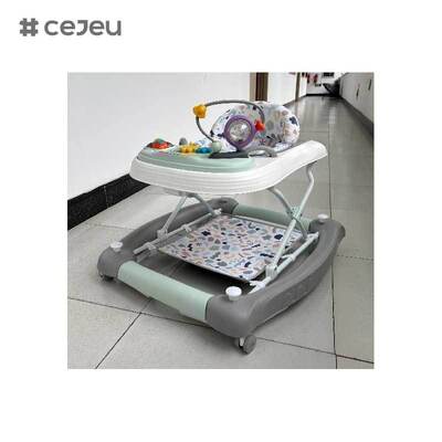 CJ-BST-9308 (WALKER + ROCKER + PUSH),Walker & Rocker 2-em-1: Passeio de brilho musical com elevação de 3 níveis e base segura de aperto