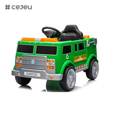 Camião de reciclagem viagem interativa em brinquedo, crianças de 1,5 a 4 anos, bateria e carregador de 6 volts, efeitos sonoros, verde