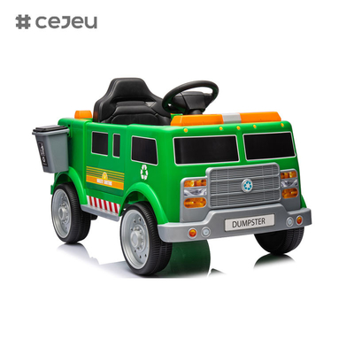 Camião de reciclagem viagem interativa em brinquedo, crianças de 1,5 a 4 anos, bateria e carregador de 6 volts, efeitos sonoros, verde