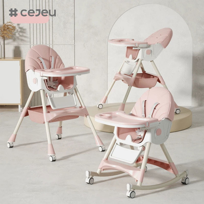 CJ-27,3 em 1 + PP + Cesto de armazenamento,rosa/cinzento/azul/dourado,quatro cores,60*75*97cm,Cadeira alta de bebê confiável e segura