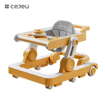 QRBB-866, andador de bebê, 2 em 1 3 Ajustador de altura Roda*6 Freio/Música/Brinquedos Faixa de segurança anti-queda Coussinho de assento: linho Silencioso
