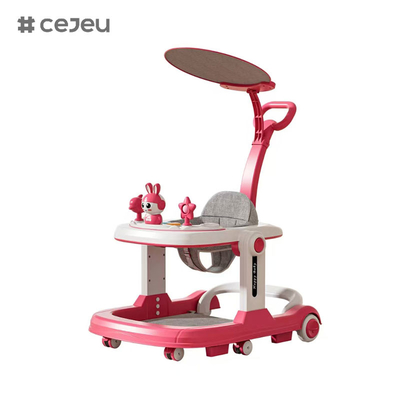 QRBB-869A, andador de bebê, 2 em 1 3 Ajustador de altura Roda*6 Frenos/Música/Brinquedos Faixa de segurança anti-caídas Coussinho de assento: linho Silencioso