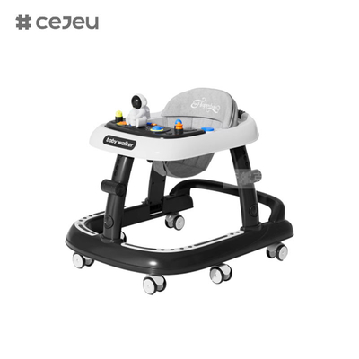CJ-5688, baby walker, Música 7 Ajustador de altura Roda silenciosa*6 Almofada: Linho Um clique dobrável, Vermelho Verde Preto