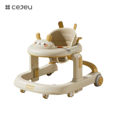 CJ-928, andador de bebê, Café Laranja e Cinza, Música/Luz 6 Ajustador de altura, produto Tamanho:58*59*73cm, Um clique dobrável