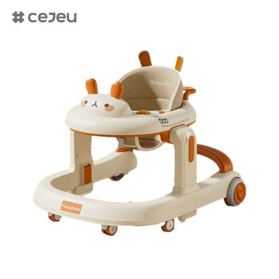 CJ-928, andador de bebê, Café Laranja e Cinza, Música/Luz 6 Ajustador de altura, produto Tamanho:58*59*73cm, Um clique dobrável