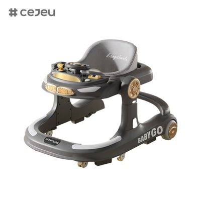 CJ-958, andador de bebê, caqui cinza laranja, música/luzes 6 Ajustador de altura, um clique dobrável, tamanho 58*60*75, silêncio universal
