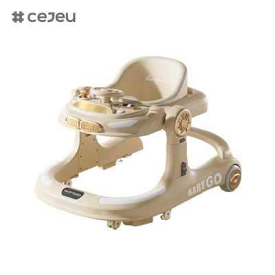 CJ-958, andador de bebê, caqui cinza laranja, música/luzes 6 Ajustador de altura, um clique dobrável, tamanho 58*60*75, silêncio universal