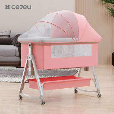 Berço desmontável berço de bebé berço à beira-cama com mosquiteiro e colchão, berço altura ajustável, o recém-nascido deve ter cama
