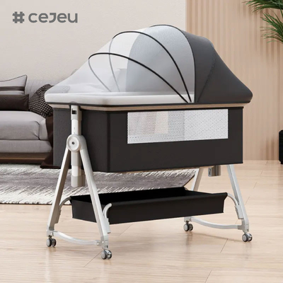 Berço desmontável berço de bebé berço à beira-cama com mosquiteiro e colchão, berço altura ajustável, o recém-nascido deve ter cama
