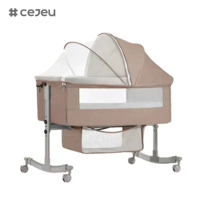 com rodas, berço com colchão, berço ajustável, cama lateral, com cesto de armazenamento, mosquiteiro, bebê portátil dobrável