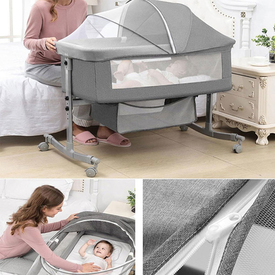 com rodas, berço com colchão, berço ajustável, cama lateral, com cesto de armazenamento, mosquiteiro, bebê portátil dobrável