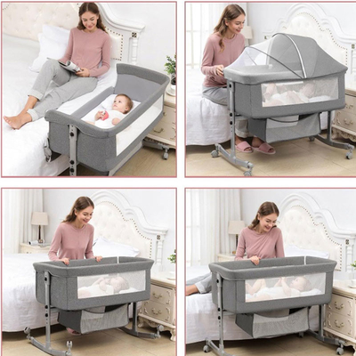 com rodas, berço com colchão, berço ajustável, cama lateral, com cesto de armazenamento, mosquiteiro, bebê portátil dobrável