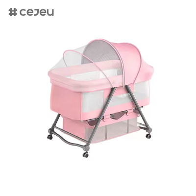 CJ-BJJ-001 Berço de bebê de altura ajustável Cama de berço de bebê de altura ajustável Berço com berço 300D pano de linho quatro cores