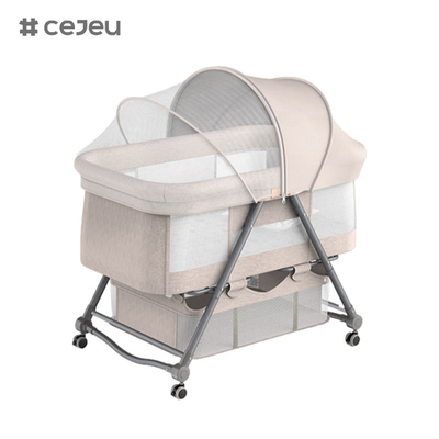 CJ-BJJ-001 Berço de bebê de altura ajustável Cama de berço de bebê de altura ajustável Berço com berço 300D pano de linho quatro cores
