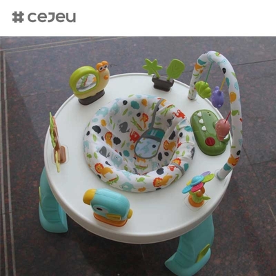 CJ-XTD-901 3-em-1 Multifuncional Mesa de atividades infantis Baby Walker e interessante bloco de construção conjunto com estrutura de plástico