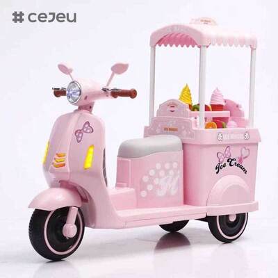 CJ-YT-368 Carro Elétrico Infantil Princesa para Crianças de 3-7 Anos Bateria Música Luz Motocicleta Elétrica Infantil de Sorvete