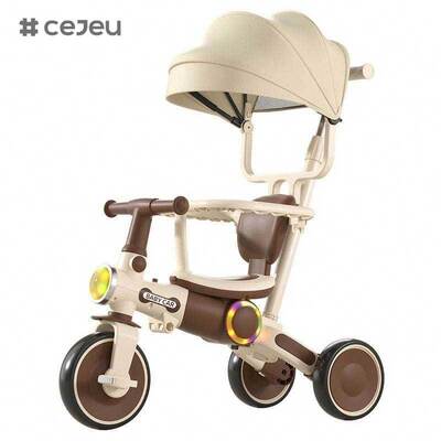 CJ-YB-666 Children's Plastic Baby Tricycle Stroller Ages 1-6 Sitting Sliding Multifunctional Lightweight Sunshade Three-Wheeled