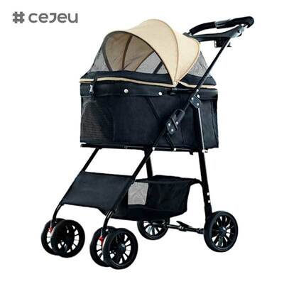 CJ-CS-102 Wholesale Luxury 4 Wheels Folding Cat Stroller com Saco de Gato Lavável Fácil de Montar Pet Trolley