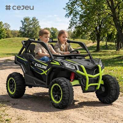CJ-NEL-998 Large Two Seat Cyclone 24V Powerful Motor Kids Carro Elétrico Parent Remote Control Música Bateria Alimentada Passear em UTV