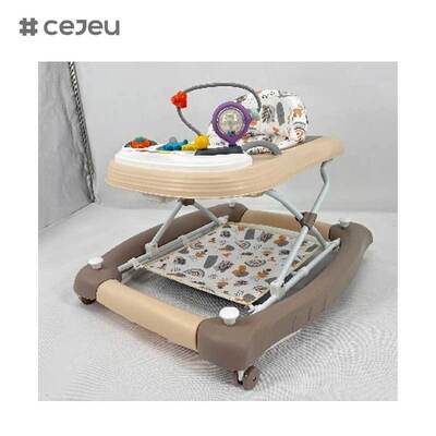 CJ-BST-9308 (WALKER + ROCKER + PUSH),Walker & Rocker 2-em-1: Passeio de brilho musical com elevação de 3 níveis e base segura de aperto