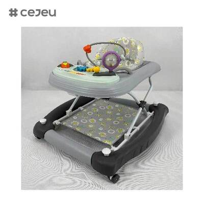 CJ-BST-9308 (WALKER + ROCKER + PUSH),Walker & Rocker 2-em-1: Passeio de brilho musical com elevação de 3 níveis e base segura de aperto